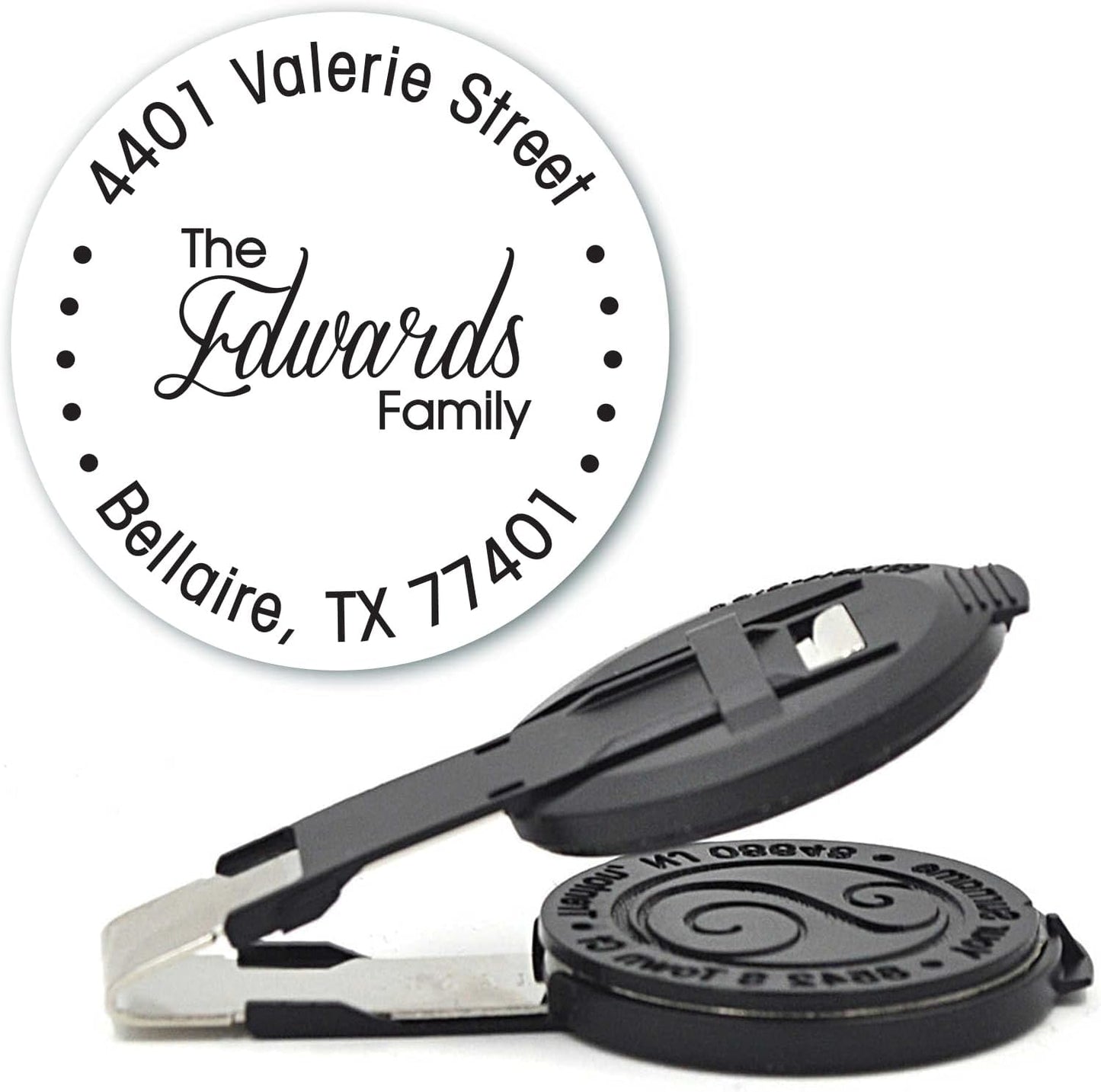 Custom Monogram Address Embosser - Personalized Round Seal - Insert Only - Style EM021