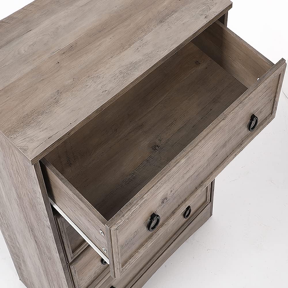 LGHM Modern 4 Drawer Dresser, Dressers for Bedroom, Tall Chest of Drawers Closet Organizers and Storage for Clothes - Easy Pull Handle, Textured Borders Drawers for Living Room, Hallway, Gray