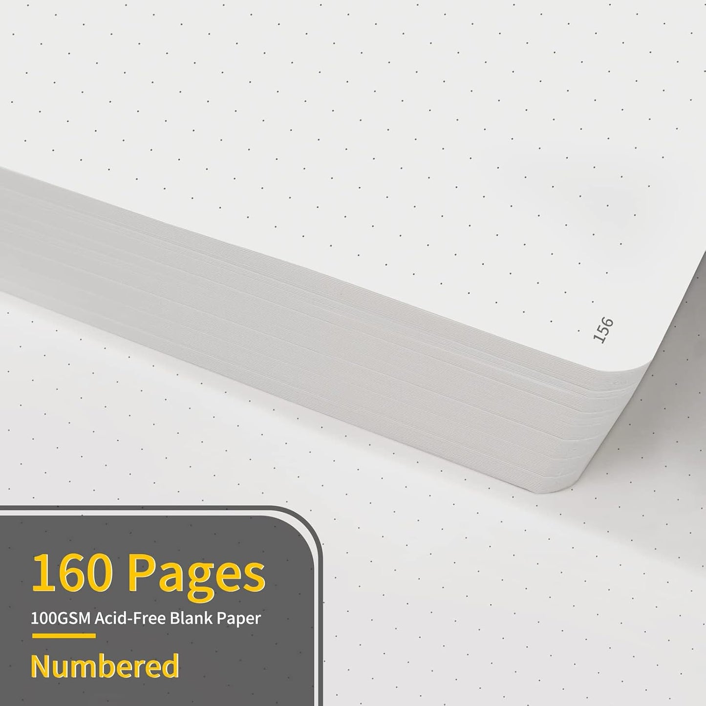 Annecy Numbered Bullet Dotted Journal Notebook, Medium 5.5x 8.25, 160 Pages 100GSM Writing Paper, A5 Brown Faux Leather Cover with Pen Loop