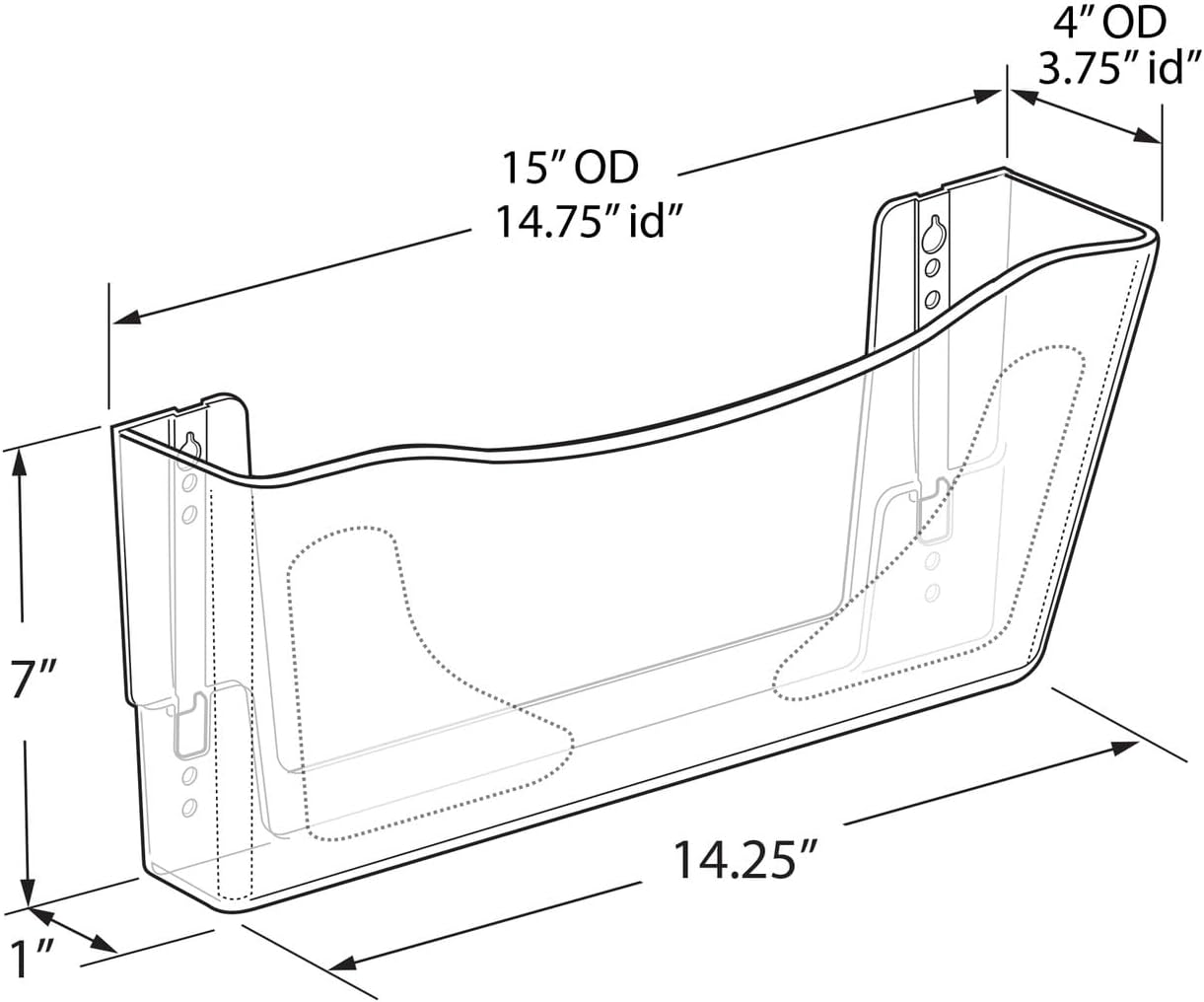Azar Displays 250080-BLK-2PK Single Pocket Wall Mount File Holder Acrylic Vertical File Organizer for Office, Home, and School, Black (2-Pack)