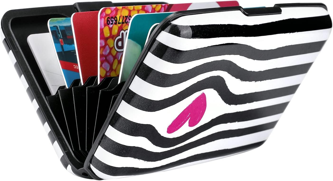 ELFISH Mini RFID Aluminum Wallet Credit Cards Holder Business Card Case Metal ID Case for Men Women (Eye heart)