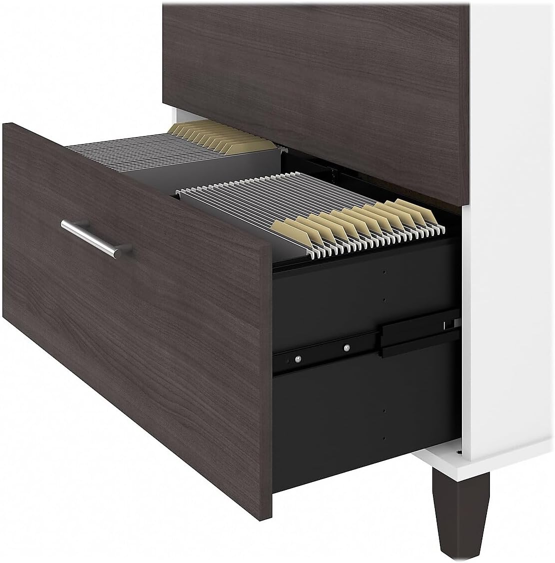 Bush Furniture 2 Drawer Lateral File Cabinet, Letter and Legal-Size Document Storage for Home or Professional Office, Somerset Collection, White and Storm Gray