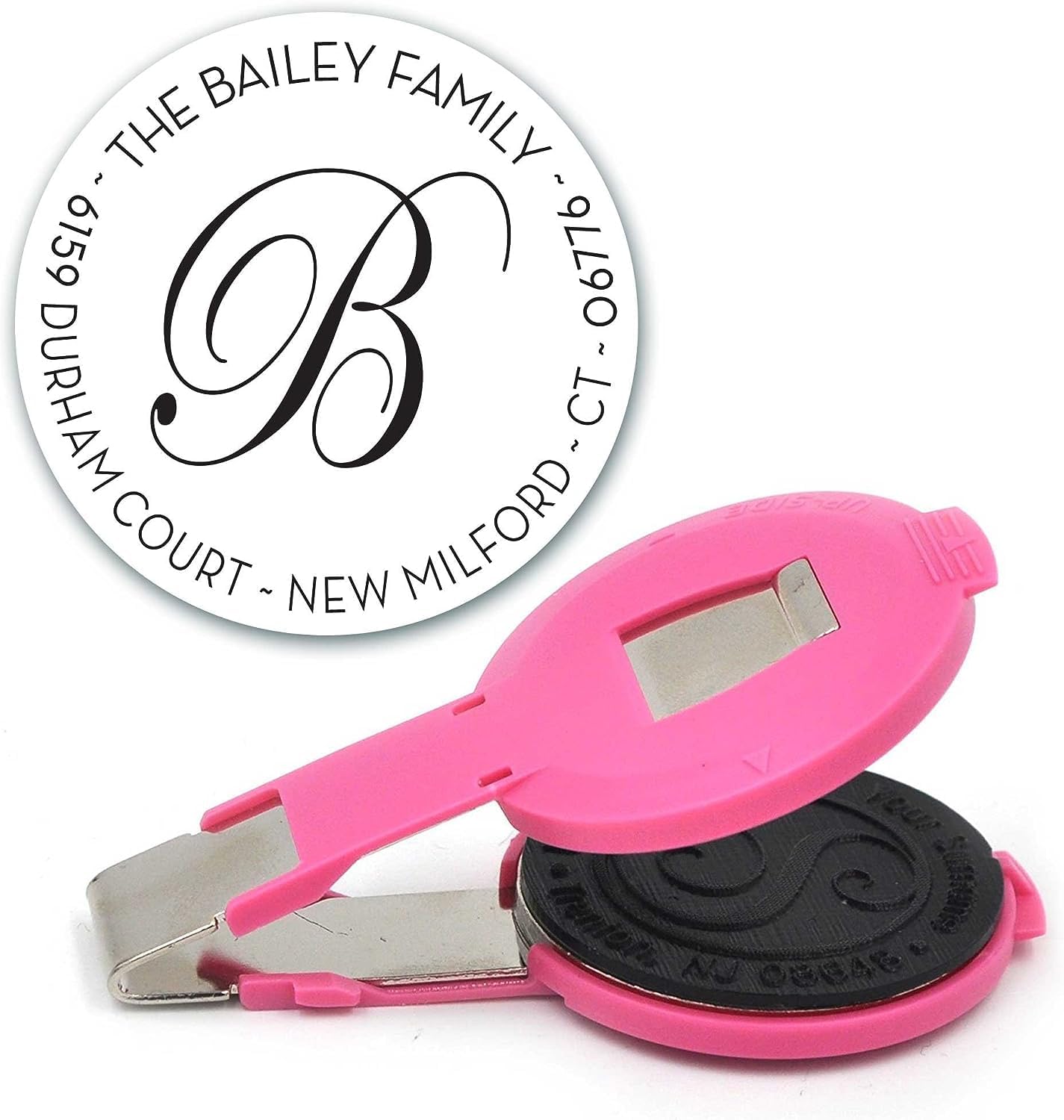 Custom Monogram Address Embosser - Personalized Round Seal - Insert Only - Style EM028