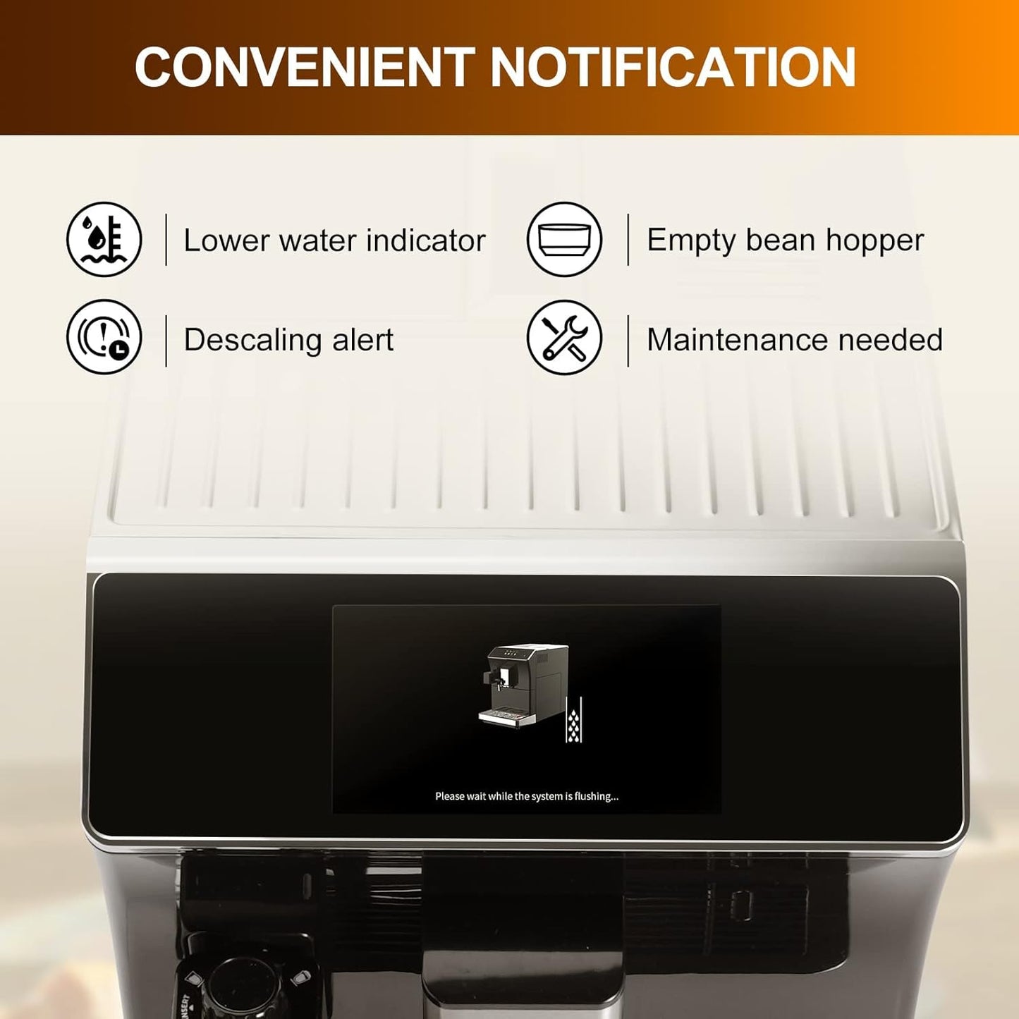 Mcilpoog Super Automatic Espresso Coffee Machine,Fully Automatic Espresso Machine With Grinder, Easy To Use Touch Screen Coffee Maker with Milk Frother.16 Coffee Recipes.(WS-203 Red)