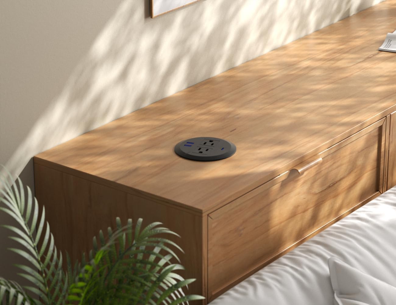 3 Inch Power Grommet,10ft Cord,20W USB C Fast Charging Station,3 USB Ports,Flush Mount.Round Recessed Power Center Desk Hole Grommet Outlet for Workspace,Couch,Black