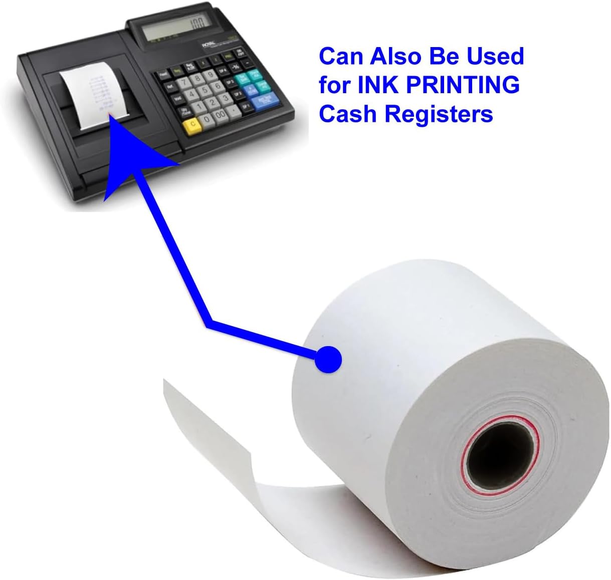 (20 Rolls)2 1/4 in x 150 ft Adding Machine Tape Paper Rolls, for HR-10RC, HR-170RC, HR-200RC, EL-1197PIII, EL-1801V, P23-DHV-3, CP-90A, MP11DX-2, 1280-2, 80 GSM,3000Labels Direct