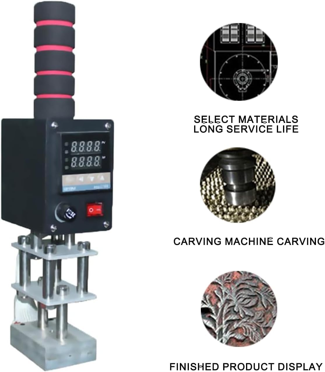 Embossing Machine, 110V 500W Handheld Portable Hot Stamping Branding, Machine Heat Press Digital Leather Tool, Paper Wood Custom Logo Food Foil Stamp Printer (Precise Location 5-7cm)