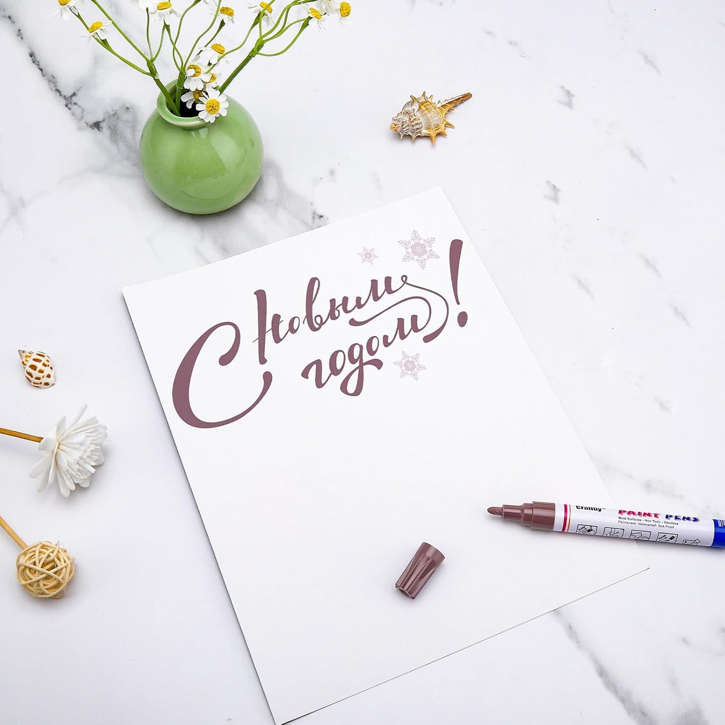 Brown Paint Markers, 2 Pack Oil-Based Waterproof Quick Dry Permanent Paint Pen Set for Rocks Painting, Wood, Fabric, Plastic, Canvas, Glass, Mugs, Metal, Tire, Stone, DIY Craft