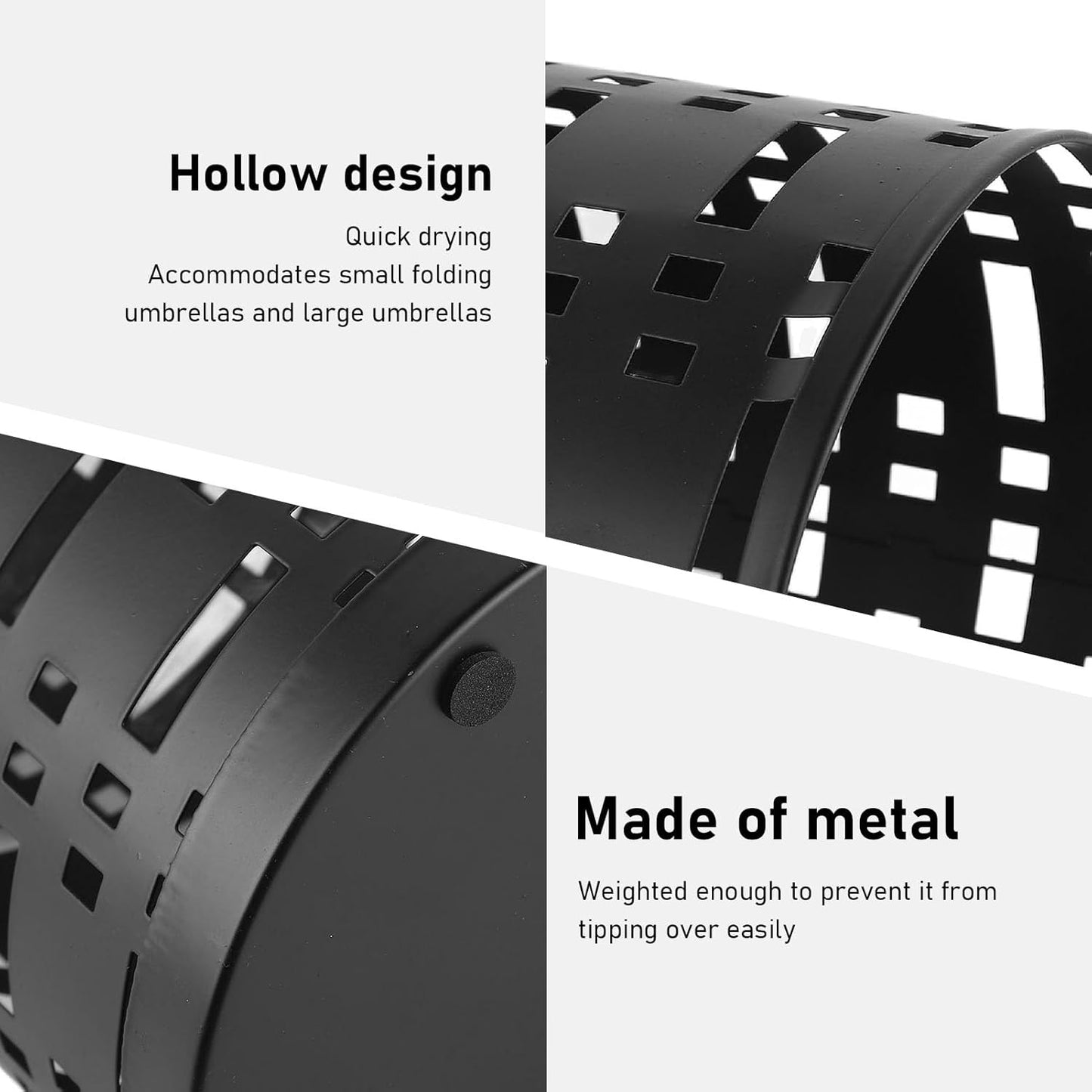 Yosoo Black Metal Umbrella Holder, Rustproof Space Saving Hollow Design, Stylish Umbrella Stand Rack for Entryway