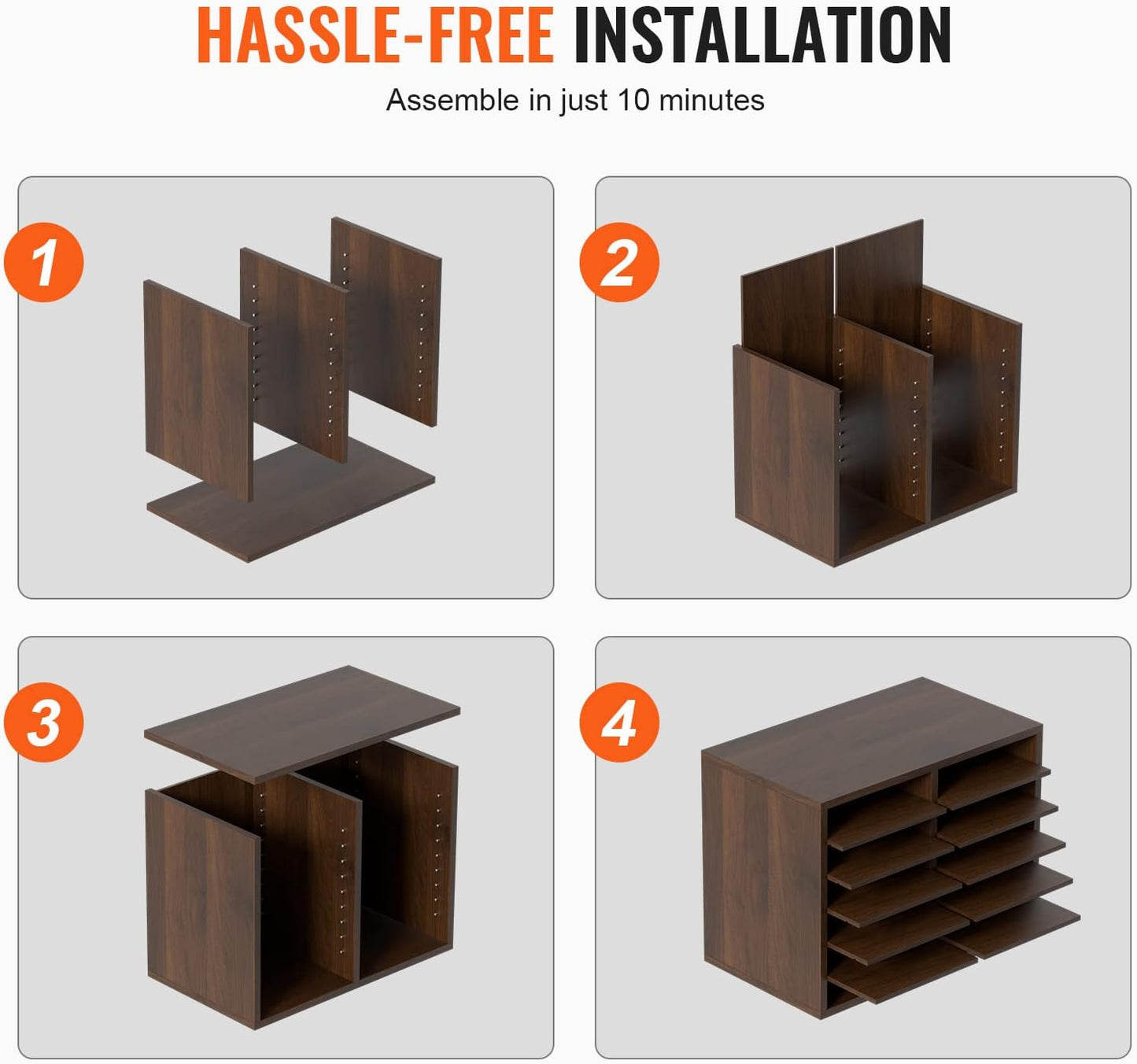 VEVOR Literature Organizers, 12 Compartments Office Mailbox with Adjustable Shelves, Wood Literature Sorter 20.4x12x16.1 inches for Office, Home, Classroom, Mailrooms Organization, EPA Certified Brown