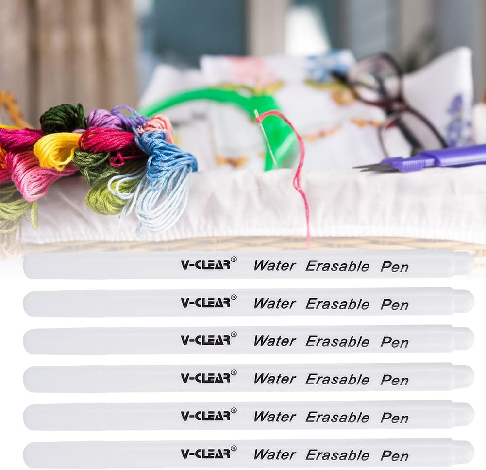Water Erasable Fabric Marking Pens, White Single Head, Soluble Tailoring Tool for Sewing, Embroidery, DIY Crafts, 10 Pack