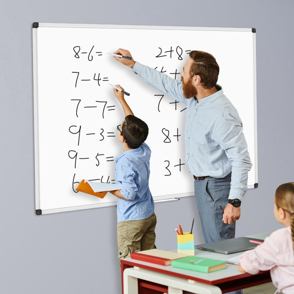 XBoard Porcelain Magnetic Dry Erase Board 48 x 36 Inch, Porcelain Whiteboard Aluminium Frame & Marker Tray