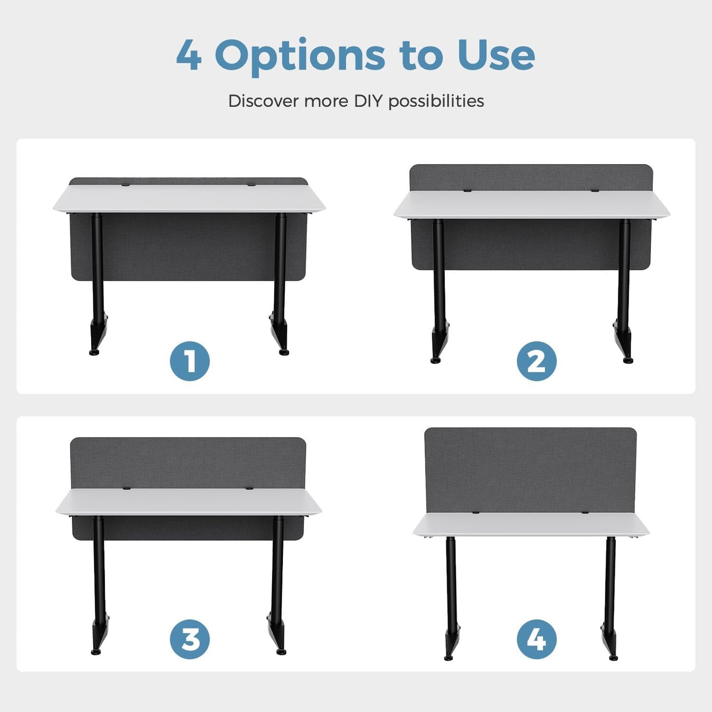 47.2" Privacy Desk Divider Panel, Acoustic Divider Panels for Office, Clamp-on Cubicle Office Room Dividers, Easy Assemble, Dark Grey