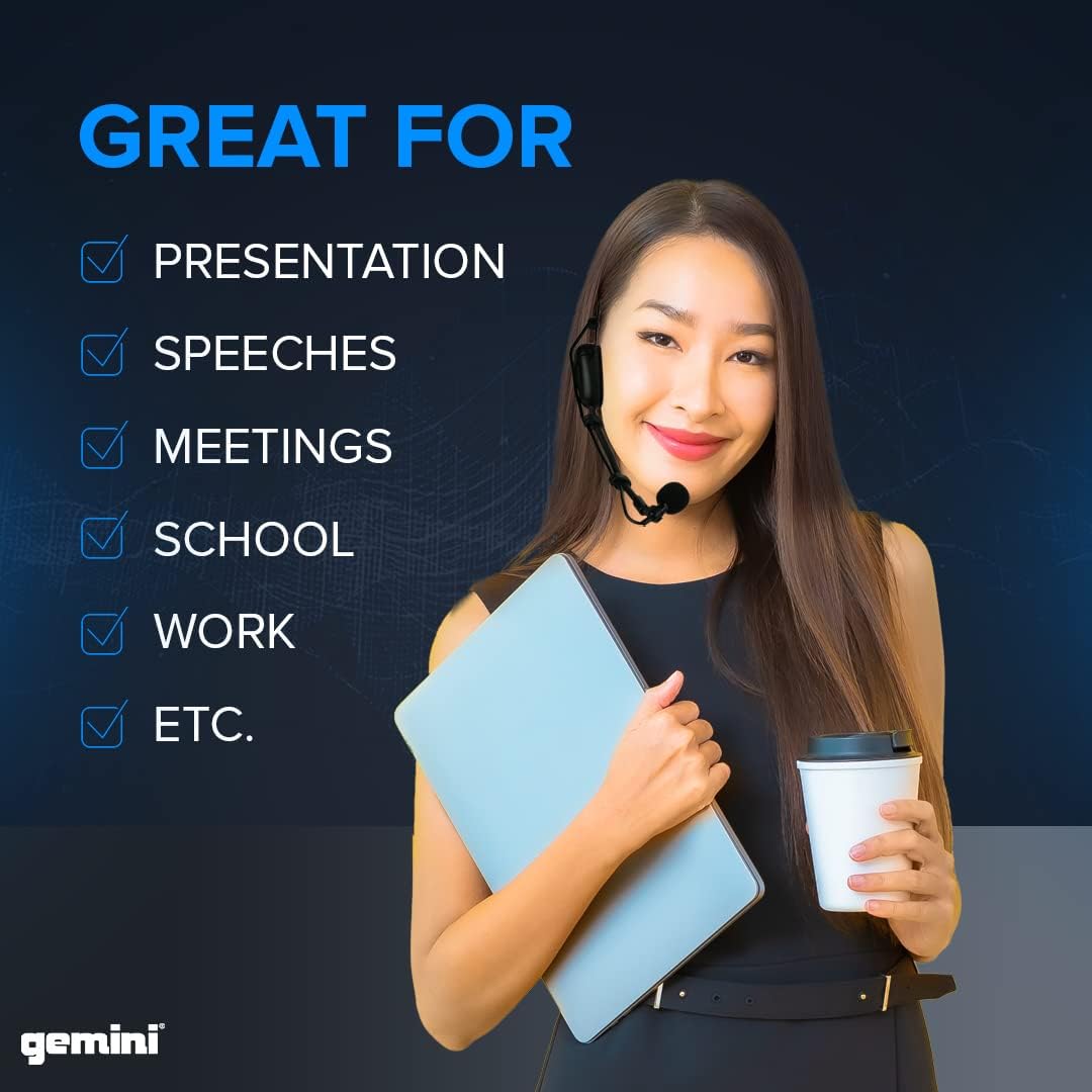 Gemini Sound UHF-01HL-F2 - Professional UHF Wireless Lavalier & Headset Microphone System with Superior Voice Clarity for Speaking, Teaching, and Performances