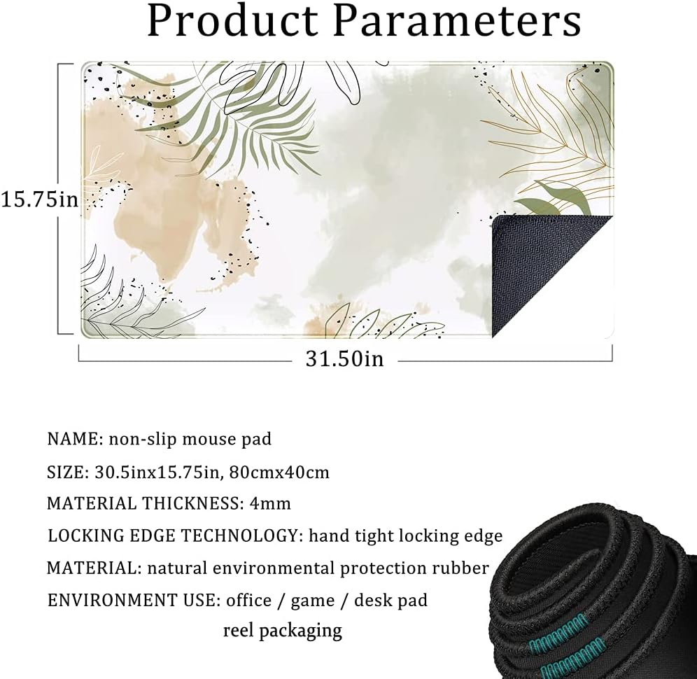 Keyboard mat Kawaii Mousepad Matcha Green Plant Abstract Accessories Desk pad Mouse mat for Desktop Gamer Girl Office Accessories for Women Pink Desk Organizer Large Gaming Pads …