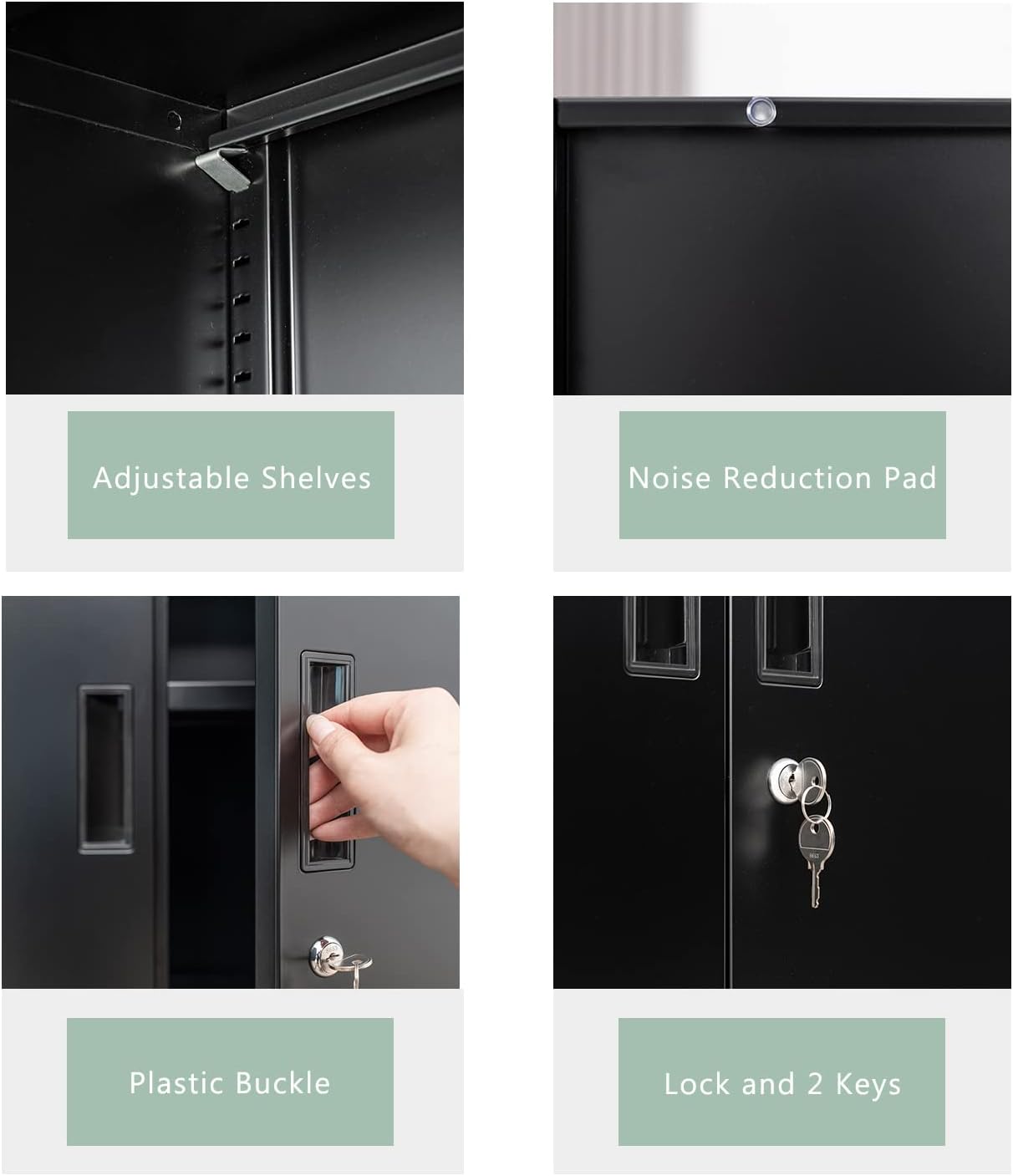 Metal Storage Cabinet with Locking Doors and 2 Drawers, 36” Garage Cabinet for Classroom, Home and Office - Black