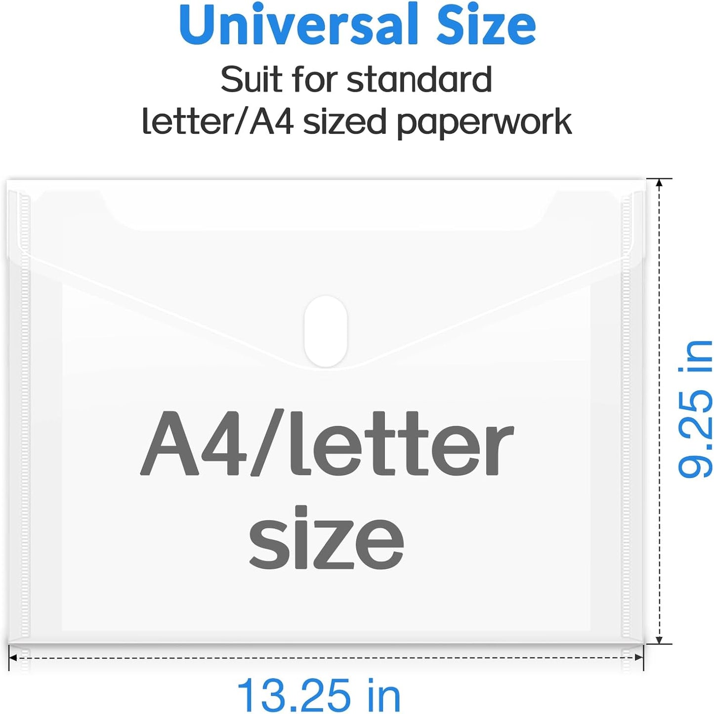 Sooez 10 Pack Plastic Envelopes File Folders, Rainforced Clear Folder Important Document Organizer, A4 Letter Size Bill Receipt Paper Holder Organizer Folder with Closure for School Office