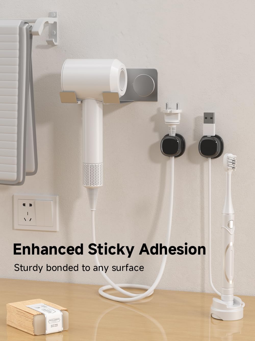 9 Pack Cord Organizer, Spring Cable Management, Adhesive Cute Cable Holder Clips, Phone Charger Wire Keeper for Desk Nightstand Car Office (9-Pack Black)