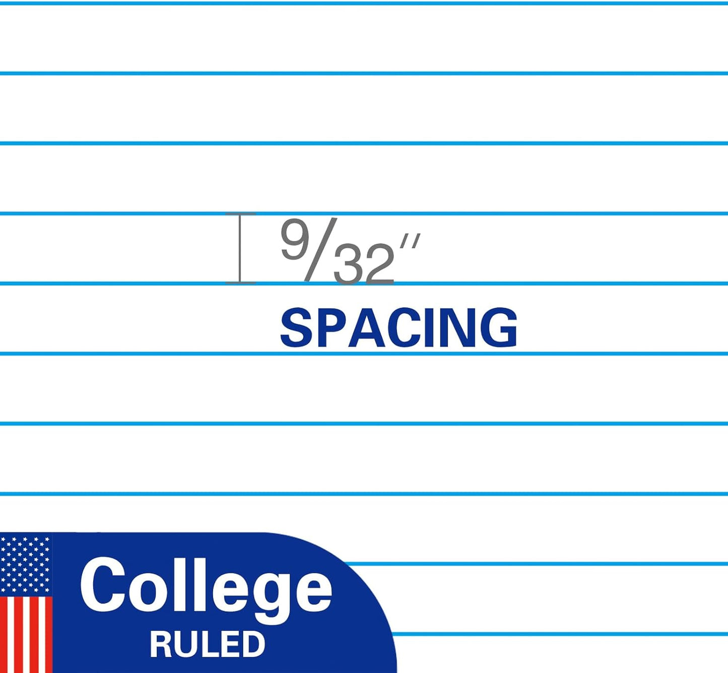 Notebook Paper College Ruled Loose Leaf Paper, Standard 8"x10-1/2",3 Hole Punched Binder Paper For 3 Ring Binder,150 Sheets/Pack, 4 Pack, White, MADE IN USA