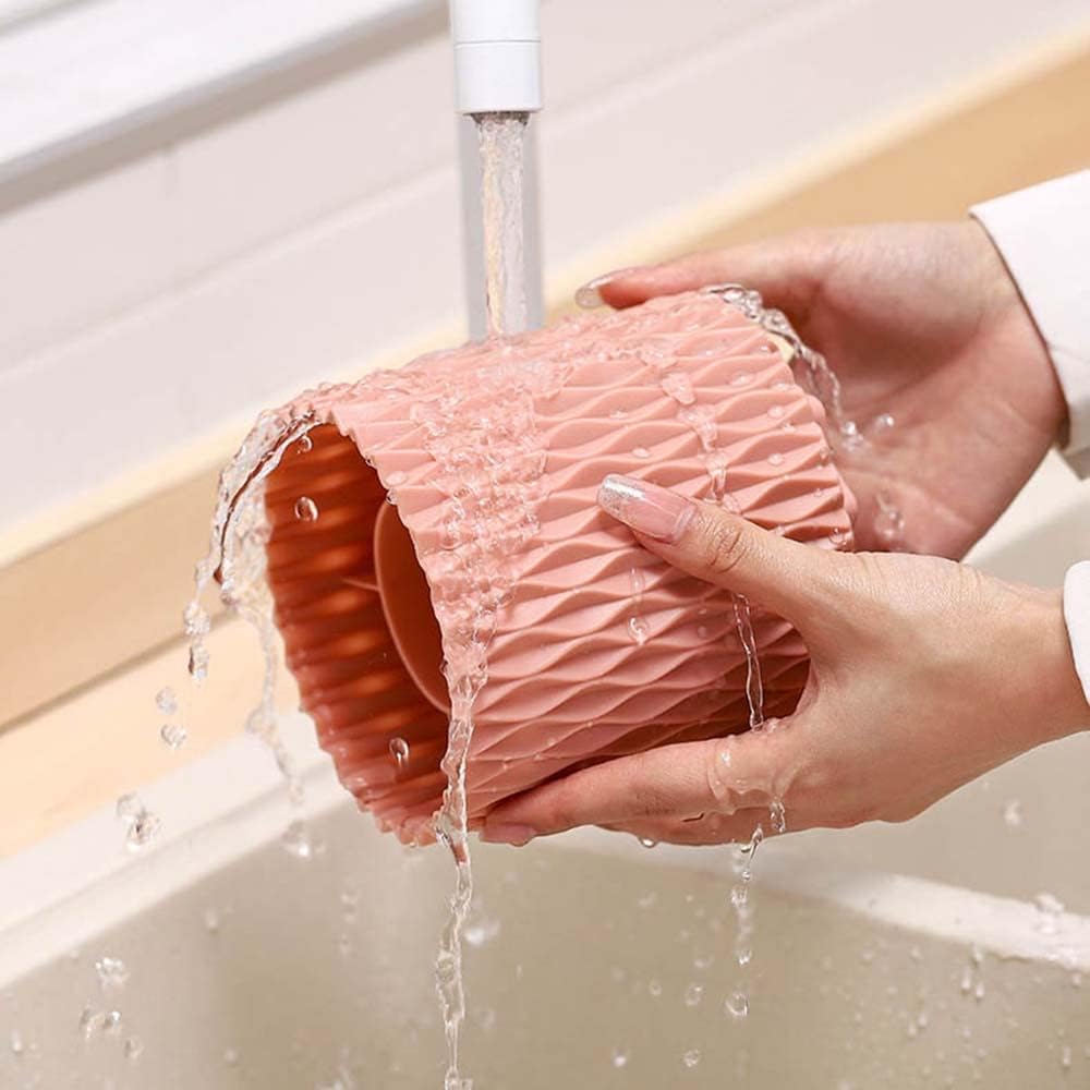 OWLFAVO Rotate Desk Organizer, Spinning Makeup Brush Holder, Pen Holder Stationery, 360-Degree Pencil Accessories Storage Caddy Tray for Beauty, College, Home, Office, 5 Compartments, Pink