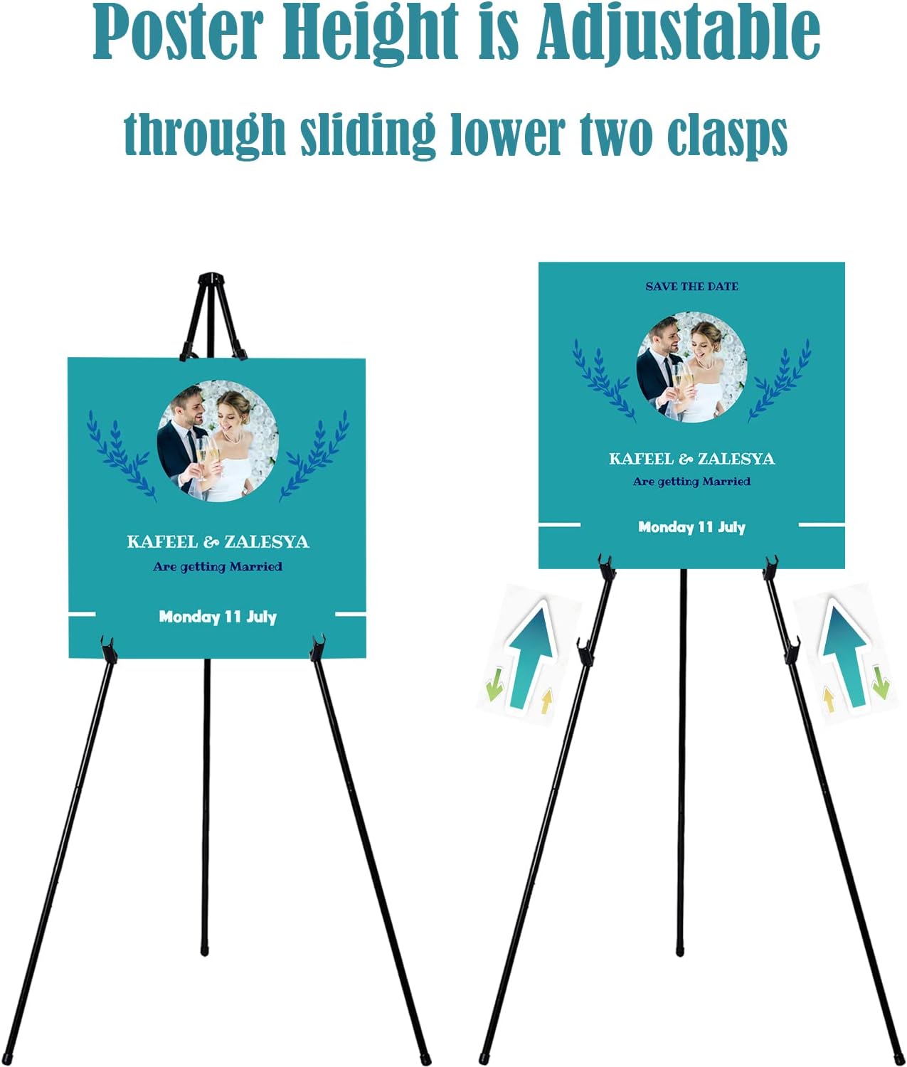 63" Instant Easels Stand for Wedding Sign & Posters,Adjustable Metal Easels for Display Painting Canvas,Folding Tripod with Portable Bag by JoyYeux,Black 3Pack