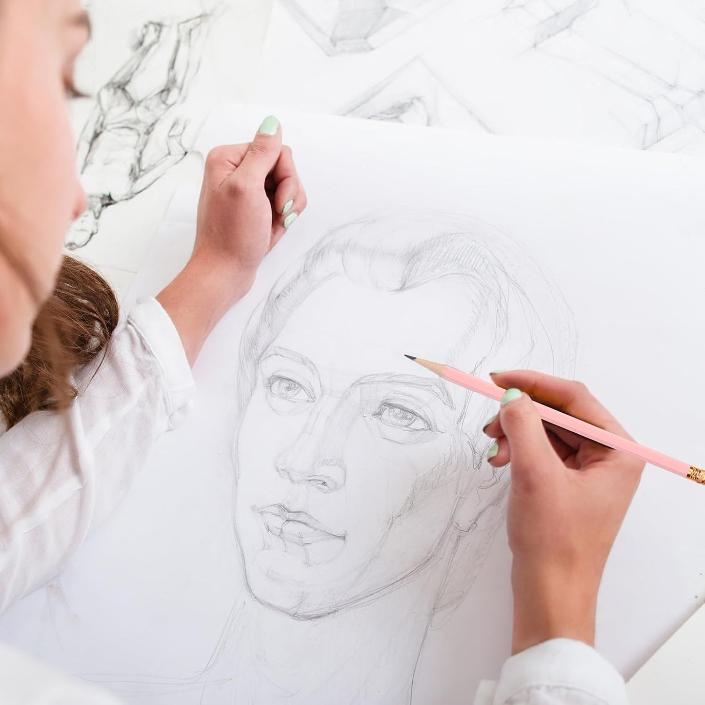 TecUnite 120 Pcs #2 HB Pencils with Eraser No 2 Unsharpened Wooden Hexagonal Pencils for Adults Gifts for School Exam art Learning Office Sketching(Pink Black Series)