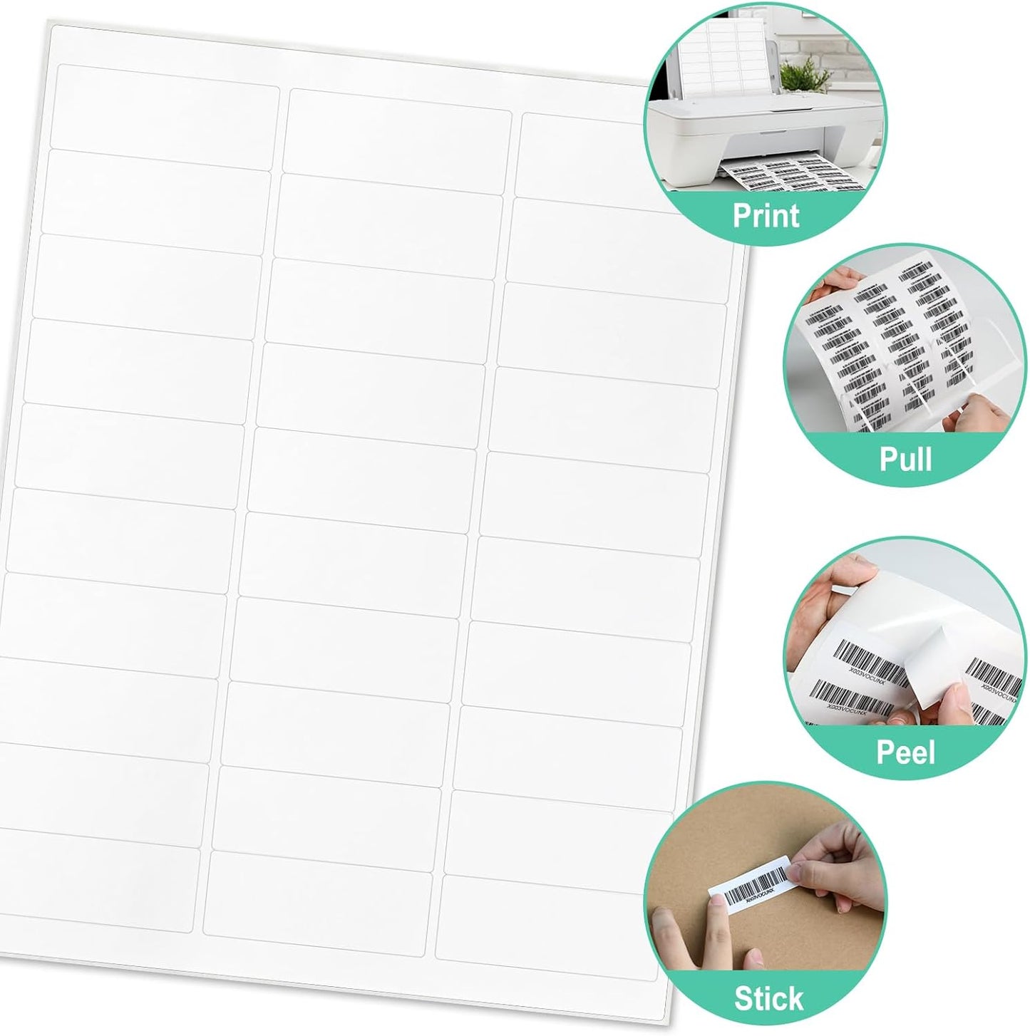 L LIKED Printable Address Labels, 1" x 2-5/8", 15000 Labels, 30 per Sheet, Blank Label Stickers for Envelopes (500 Sheets)