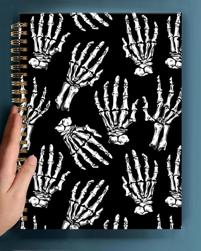Spiral Journal Notebook,A5 Hardcover Lined Journals for Women Girl 6 x 8.3 in,120 Pages Thick Paper,Cute College Ruled Writing Notebook for Gifts Office Work School(Skull Human Bone Pattern)