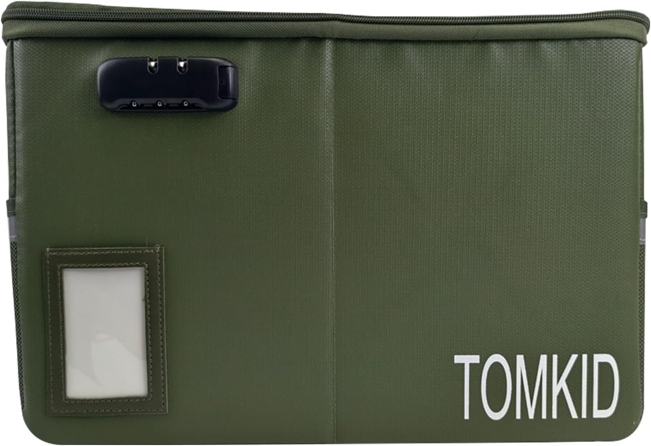 TOMKID Fireproof Document Box, Fire Proof Safe Box for Home Document Organizer with Lock, Fire Organizer Office Storage Cabinet for Hanging Letter/Legal Folder 16.1 x 12.9 x 11in (Green)