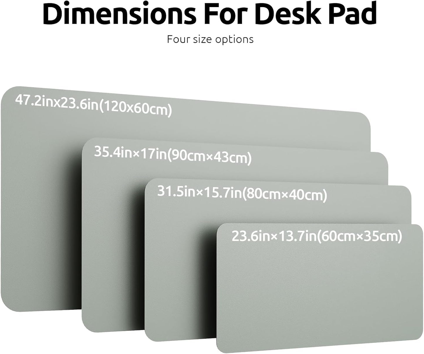 YSAGi Leather Desk Protector, Office Mat, Large Mouse Mat, Non-Slip PU Leather Blotter, Laptop Desk Pad, Waterproof Writing Pad for Office and Home (Grayish Green, 47.2" x 23.6")