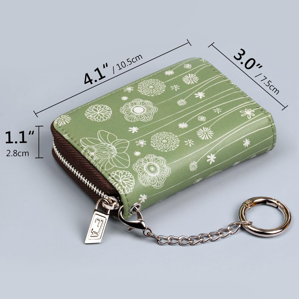 FurArt Zipper Wallet Women, RFID Blocking Credit Card Wallet, Business Card Holder, Compact Size KeyChain Wallet