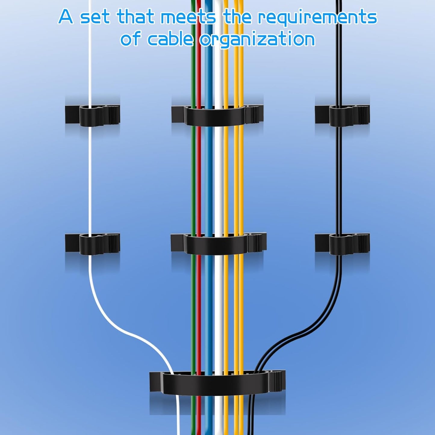 XHF 30pcs Adhesive Cable Wire Clips Kit Black, Outdoor Cable Management Wire Organizer Cord Holder for Under Desk, Car, Wall, TV PC Ethernet Cable