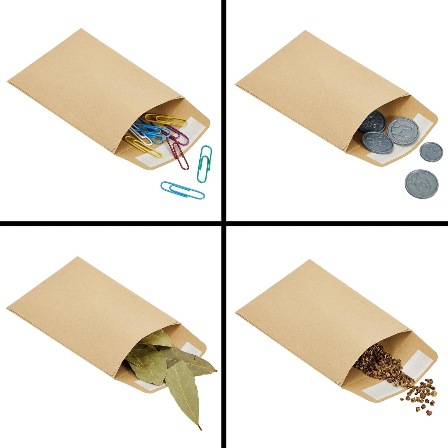 Juvale Seed Packets - 4.5 x 3.25 In, Brown, 100 Pack - Blank Seed Packets for Coins & Mini Parts Storage, DIY Craft Use