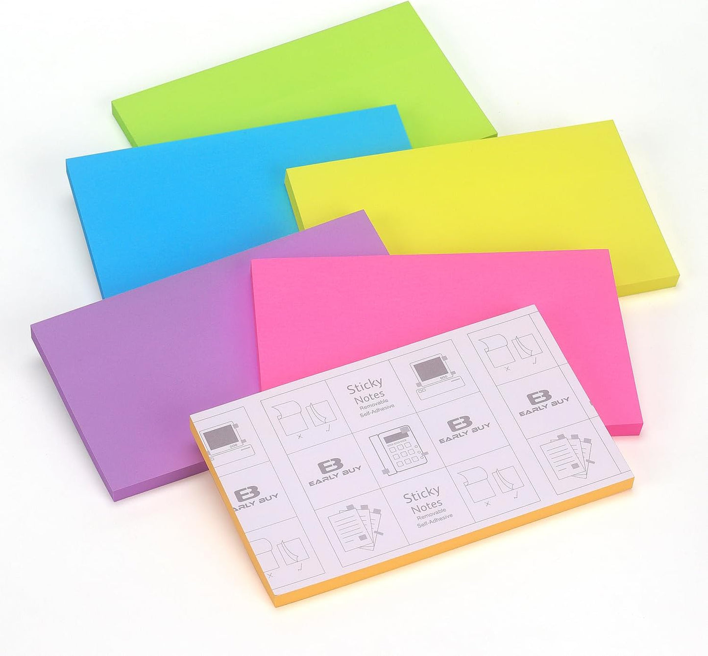 Early Buy Sticky Notes 3 in x 5 in, 6 Bright Color, 6 Pads Self-Stick Notes, 70 Sheets/Pad
