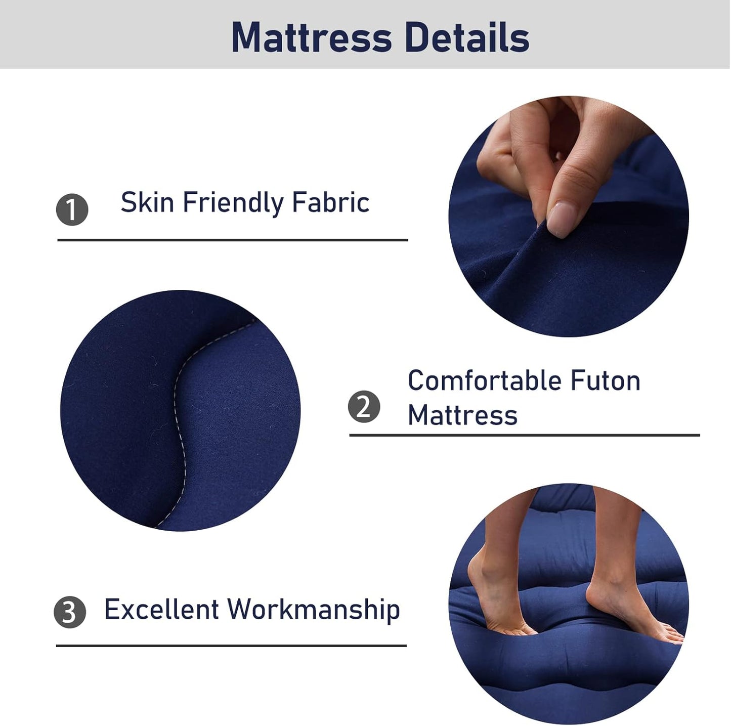 MAXYOYO Cot Japanese Floor Futon Mattress, Single Size Tatami Mat Sleeping Pad Foldable Roll Up Boys Girls Narrow Mattress Kids Lounger Pillow Bed