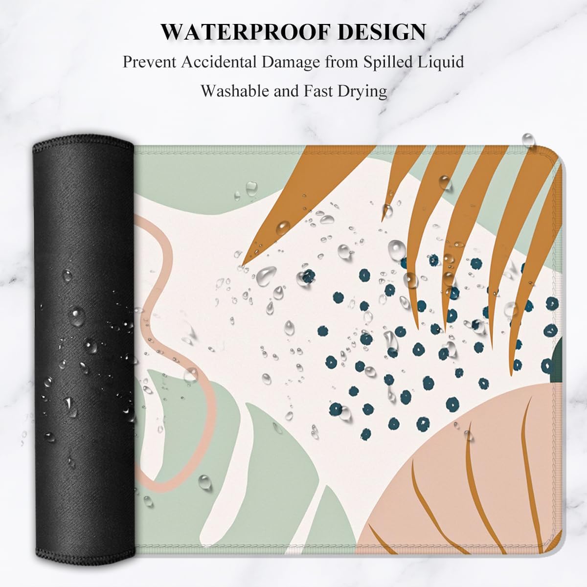 Auhoahsil Large Mouse Pad, XXL Gaming Mousepad, Desk Mat for Desktop, Thick Rubber, Big & Long Size, Stitched Edges, Full Desk Pad for Laptop & Computer, Extended 31.5 x 11.8 in, Boho Leaves