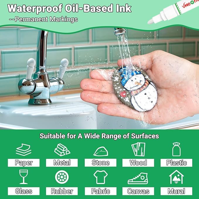 Pink Paint Pens marking pens Permanent Markers - 6 Pack Oil Based Waterproof Markers for Tire, Rubber,Wood, Rocks, Metal, Canvas,Plastic, Dark Surface,Craft office Supplies,Medium Point