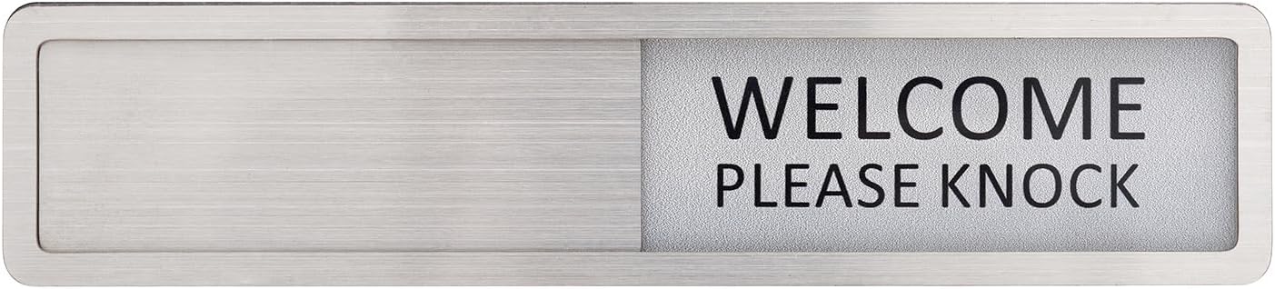 Kichwit 304 Stainless Steel Do Not Disturb Sign, Privacy Sign for Offices or Homes, Welcome Please Knock