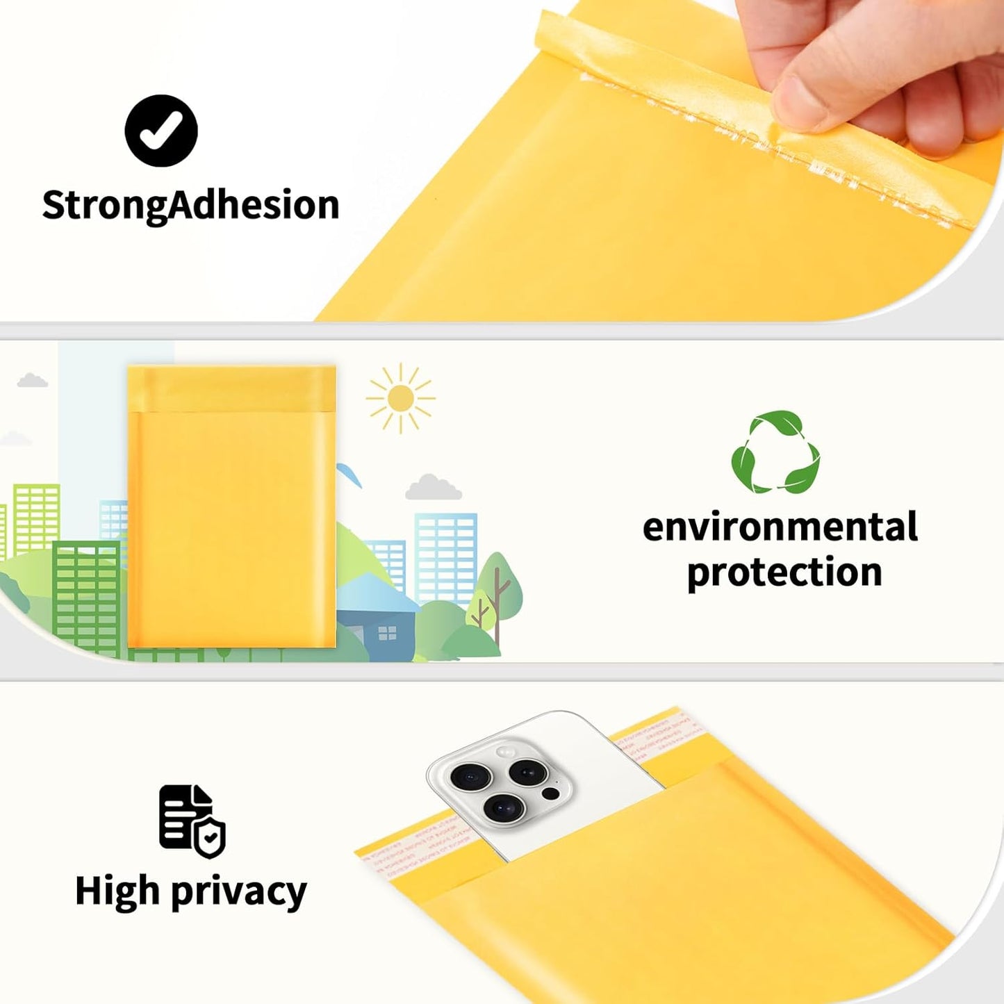 52Pack Yellow 4x8inch Kraft Bubble Mailers Small Business Mailing Packages Self-Sealing Paper Envelopes, Mailer Shipping package Strong Adhesion Padded Envelopes for Jewelry Makeup Supplies