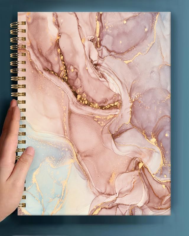 Spiral Journal Notebook,A5 Hardcover Lined Journals for Women Girl 6 x 8.3 in,120 Pages Thick Paper,Cute College Ruled Writing Notebook for Gifts Office Work School(Light Pink Marble)