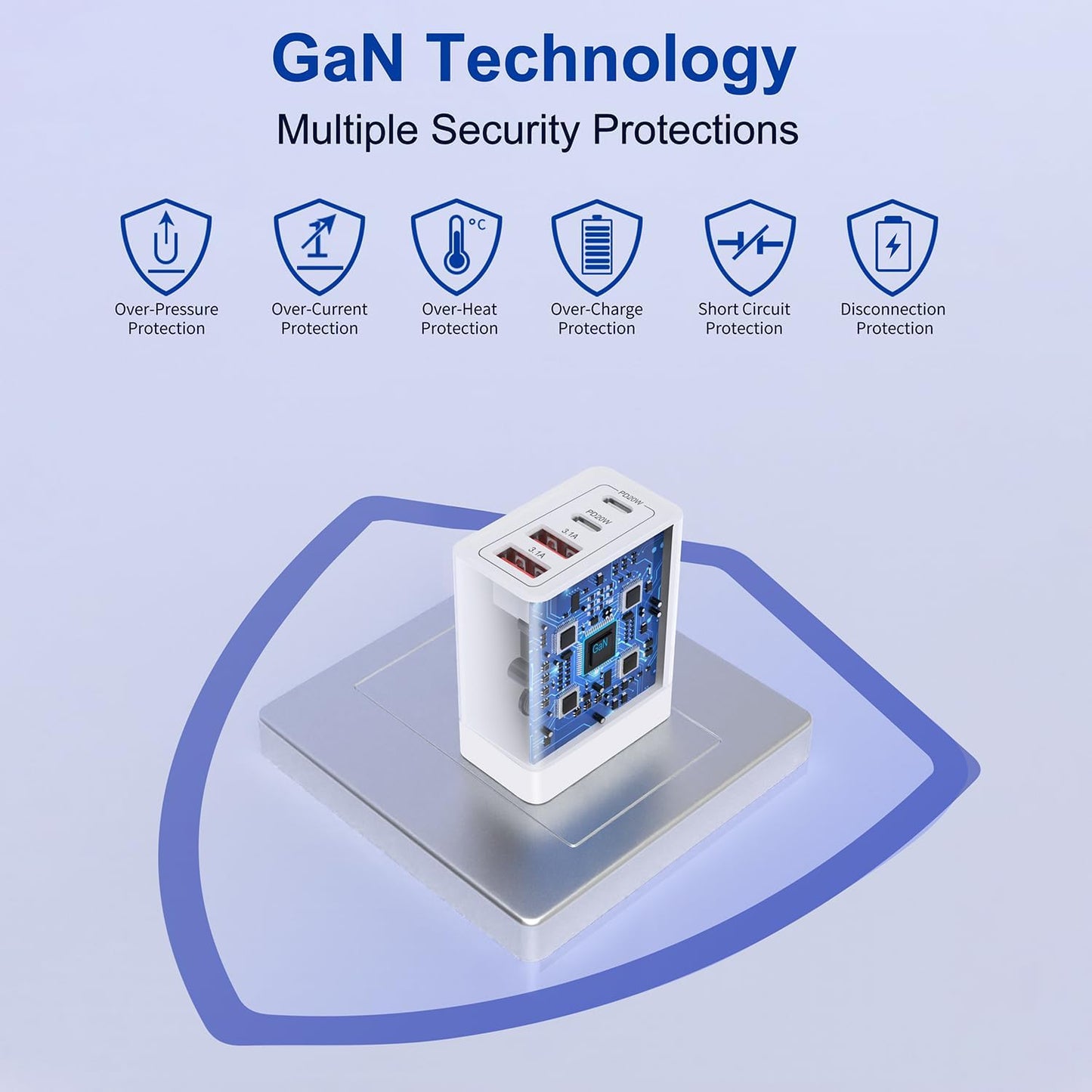 2 Pack USB C Charger Block, 55W 4-Port USB C Fast Wall Charger Dual Port QC + PD 3.0 Power Adapter, Multiport Type C Charging Brick with Lightning Cable for iPhone 16 15 14 13 12 11 Pro Max XS,Samsung