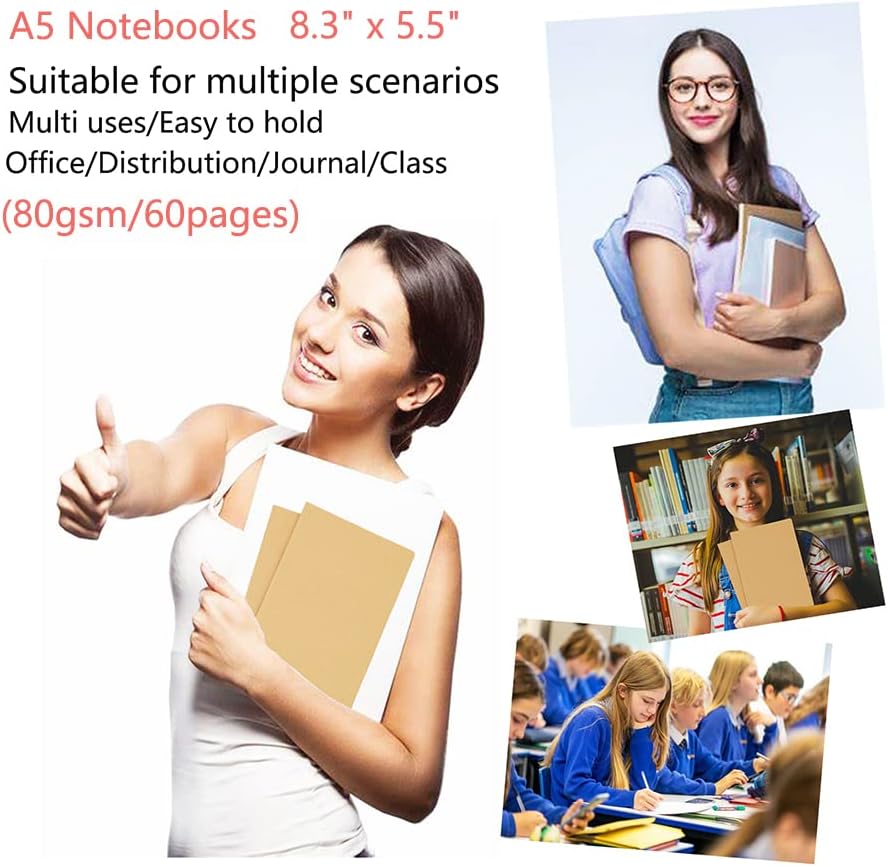 32 Pack Notebook Journals for Travelers, Students and Office, Writing Diary Subject Notebooks Planner with Thick Paper, 60 Pages, 30 Sheets, 8.3x5.5 inch, A5 Size, Travel Journal Set (Blank)