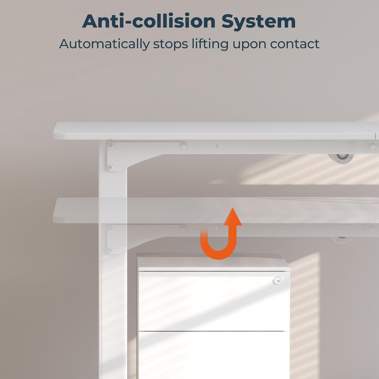 4 Legs Standing Desk, Large 71x31 Inches Electric Adjustable Height Desks with Splice Board, Stand Up Desk Home Office, White