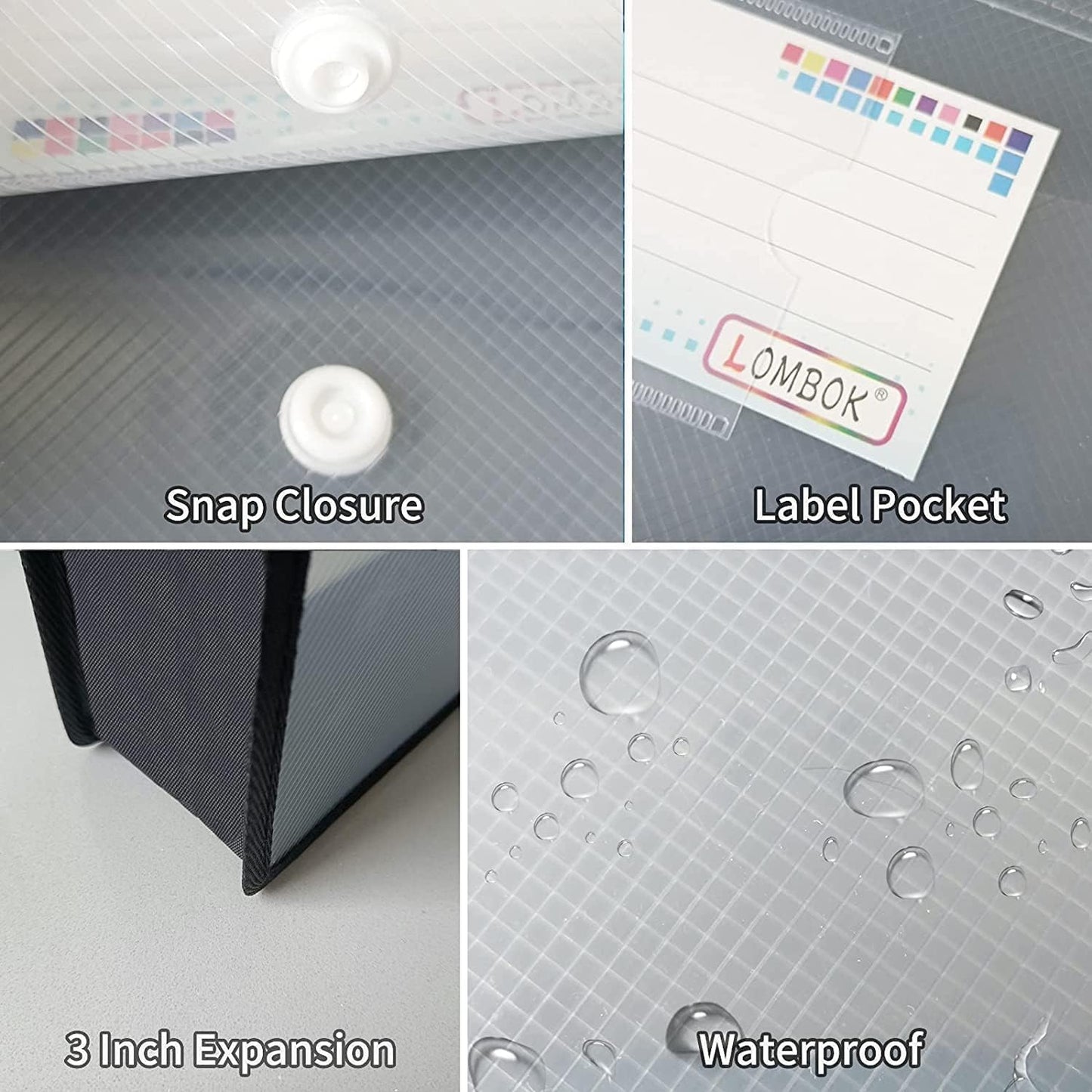 YoeeJob Plastic File Folders Legal Size Expandable Document Folder with Snap Button Closure, A4 Expanding File Wallet Envelopes Pouch with Label Pocket, 18 Packs, Black