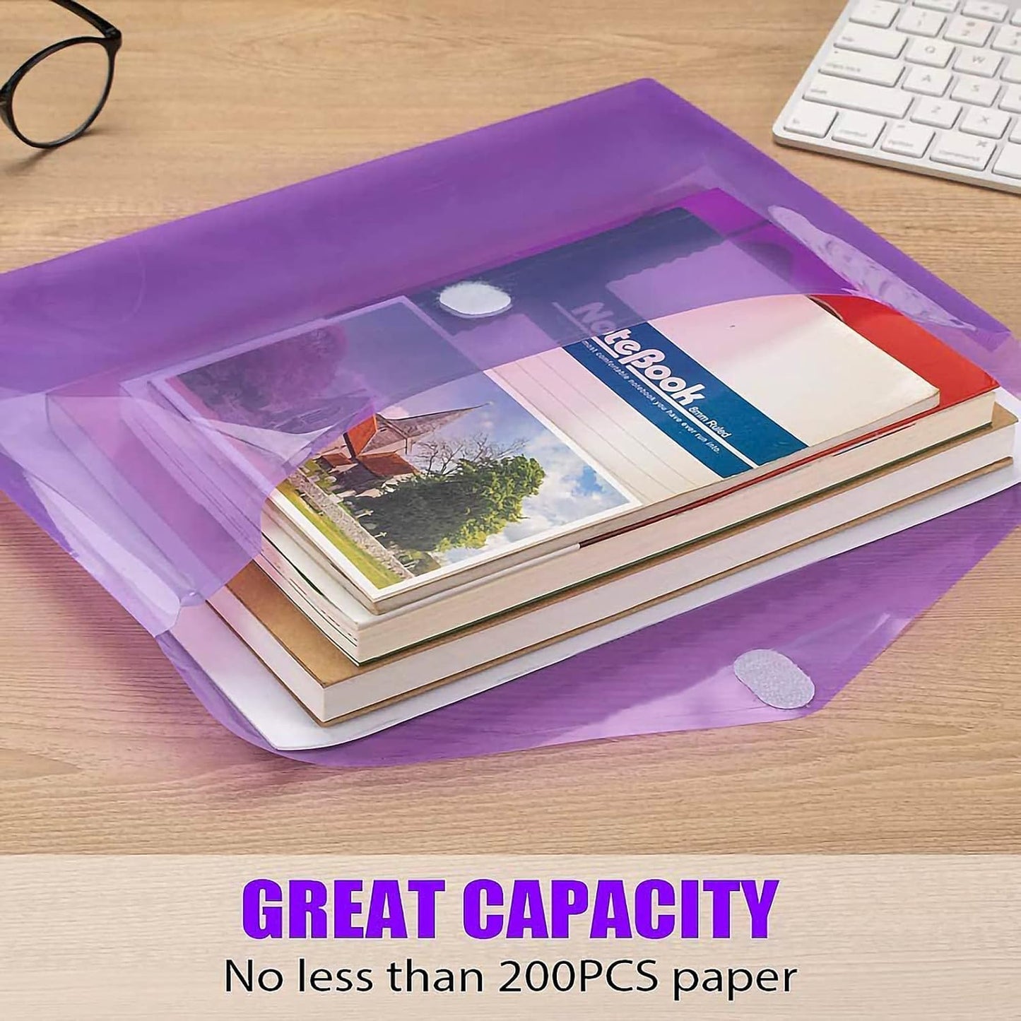 Sooez 6 Pack Plastic Envelopes, Plastic File Folders for Documents, Clear School Folder, Colored File Folders Letter A4 Size, Waterproof Poly Envelopes with Closure, 6 Color