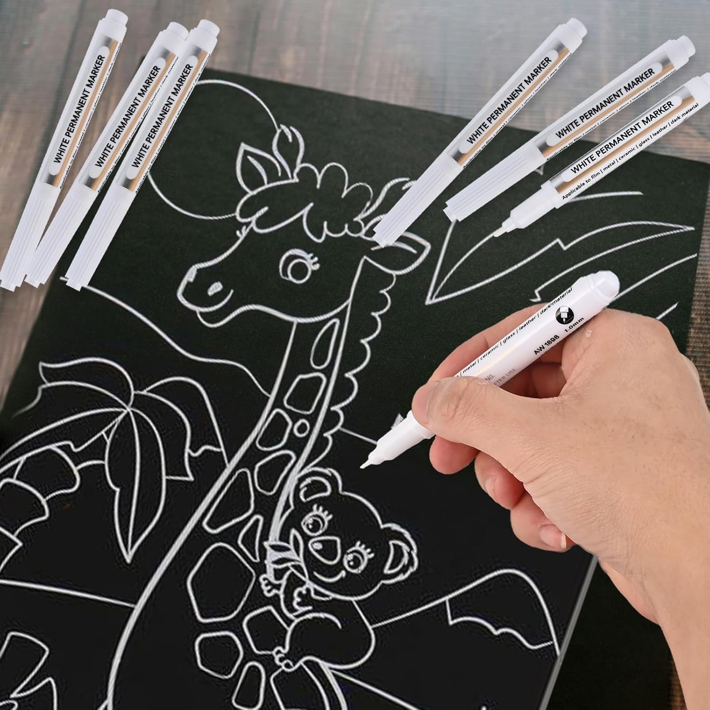 Goldge 20 White Paint Pen - Waterproof Acrylic Markers, Permanent White Paint Markers for Metal, Canvas, Glass, Wood, Stone, Ceramic, DIY Art Supplies