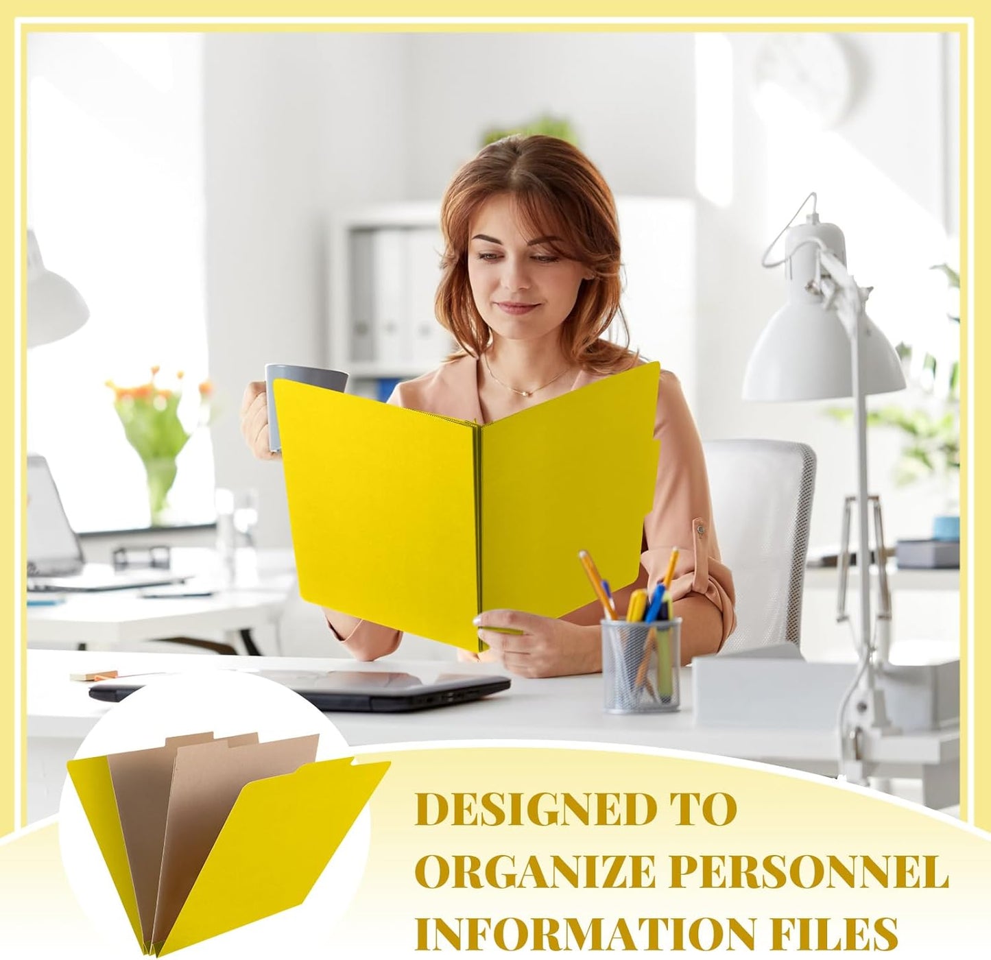 24 Pcs Classification Folders Letter Size, 2 Pocket Dividers Pressboard File Folder with Fasteners, Expanding File Organizer Bulk for Teachers, Clergy, Office, Church, Christmas (Yellow)