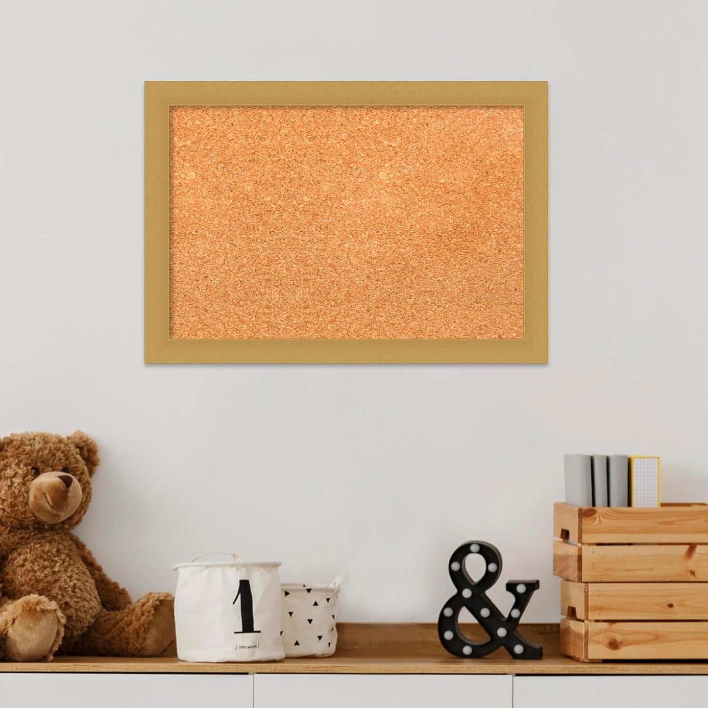 Amanti Art Natural Cork Board for Wall, 14x20 Vision Board with Gold Frame, Small Corkboard Office Decor for Home Organization, Casual Corkboard Pinboard to Display Items for Home Organization in
