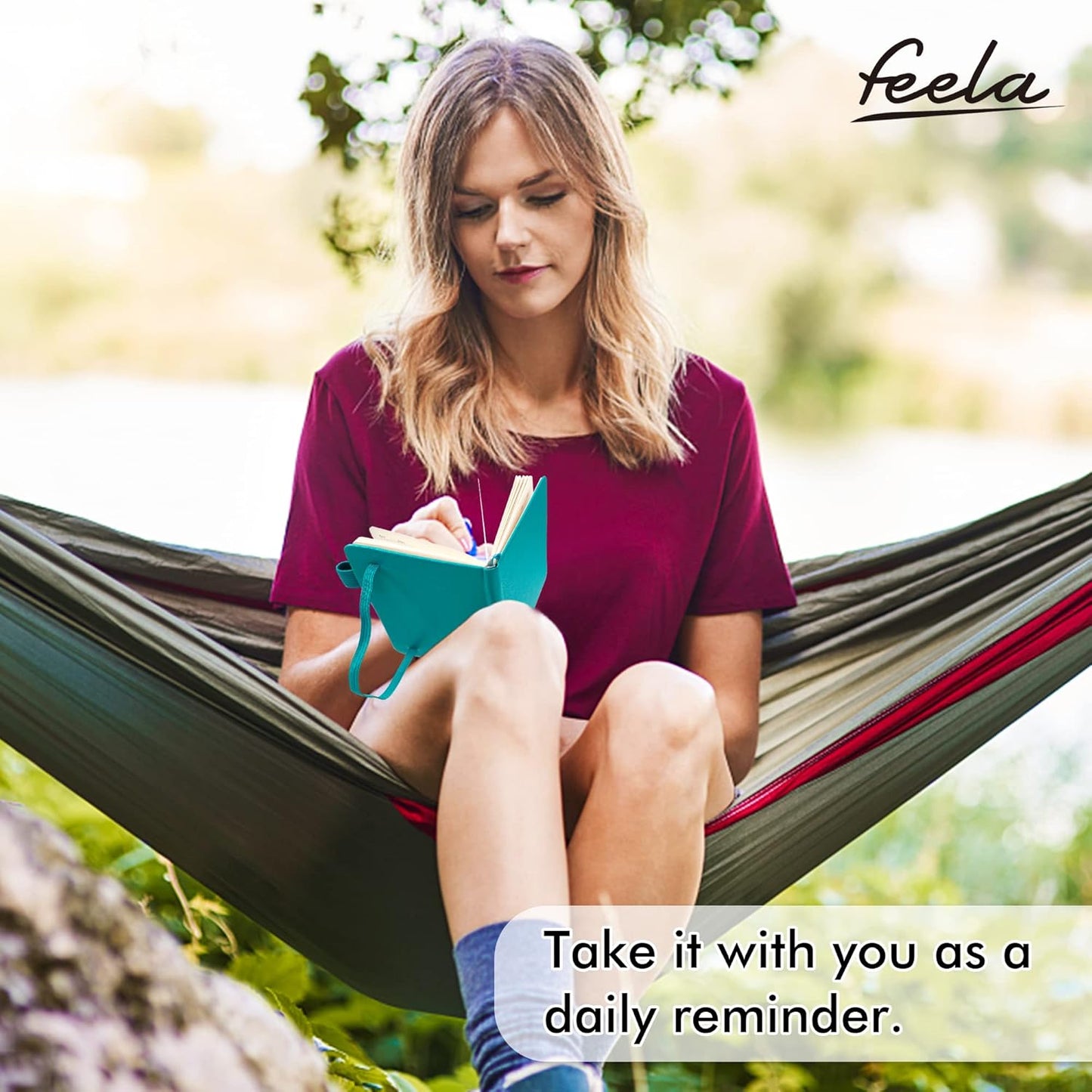 feela 6 Pack Pocket Mini Notebooks Bulk, Small Cute Memo Notepads Hardcover College Ruled Lined Journals with Pen Holder for School Business Work, with 6 Black Pens, 3.5”x 5.5”, A6, Emerald