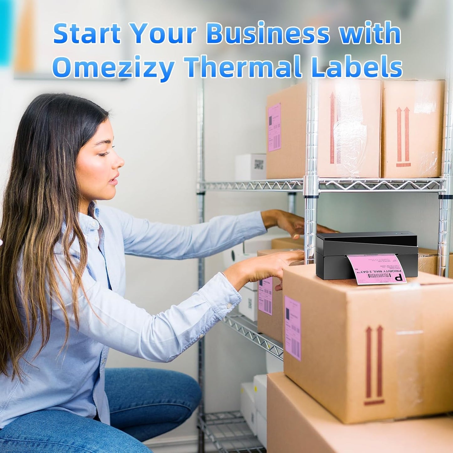 4x6 Pink Thermal Labels, 1 Packs of 500 4x6 Fold Labels - Compatible with JADENS, ASprink, Phomemo, Rollo, Zebra, Omezizy and Other Thermal Printers